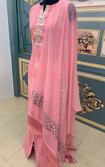 Gajari pink polly rayon salwar suit