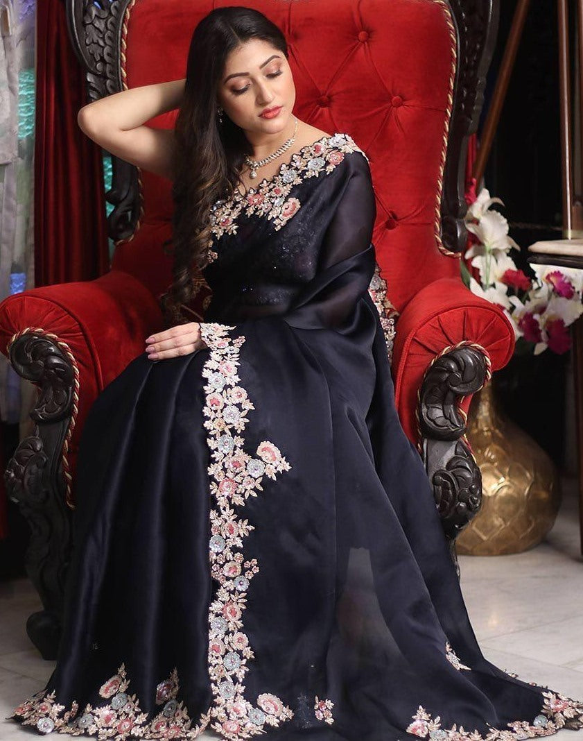 Georgette beautiful embroidered saree