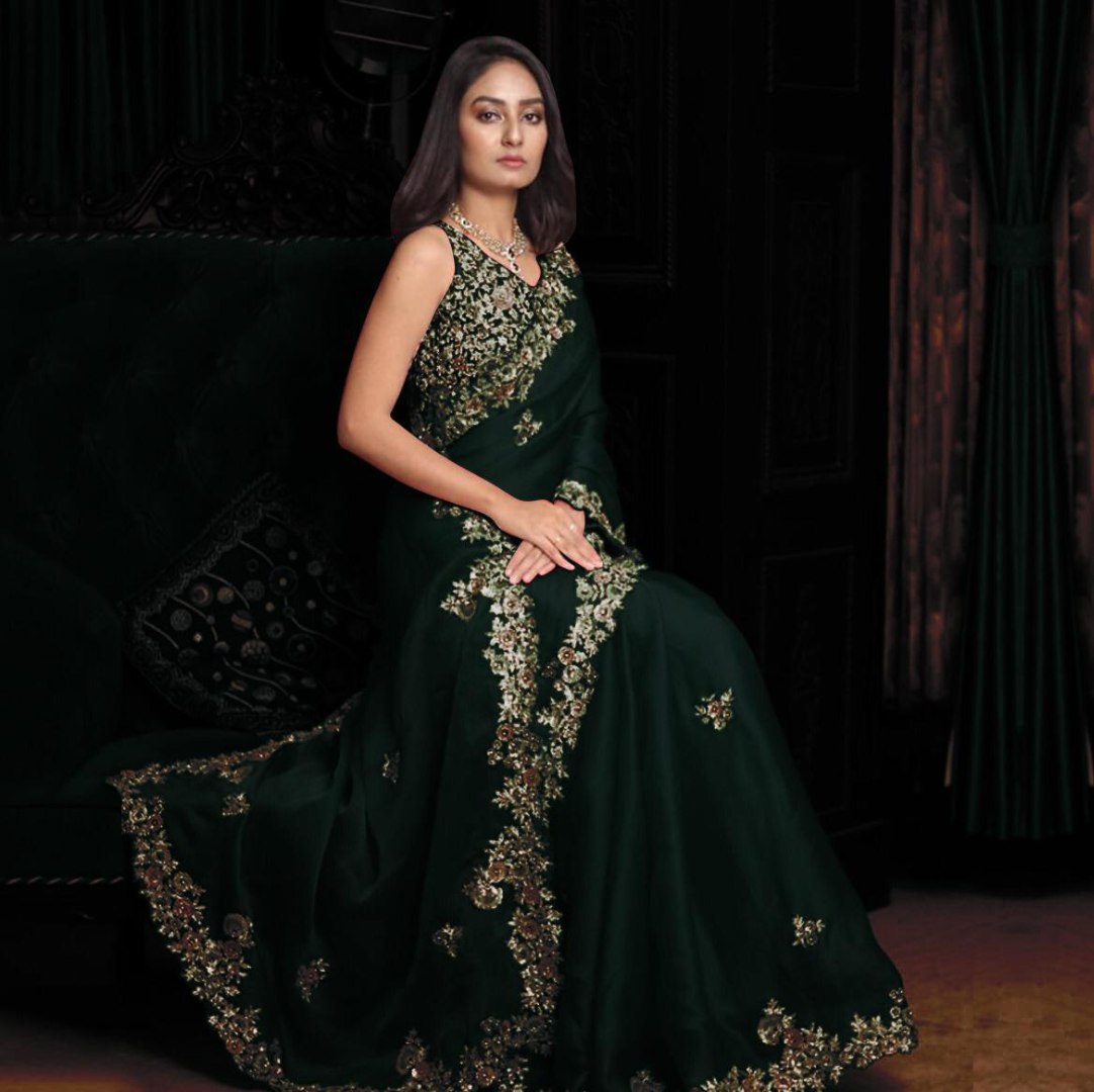 Georgette beautiful embroidered saree