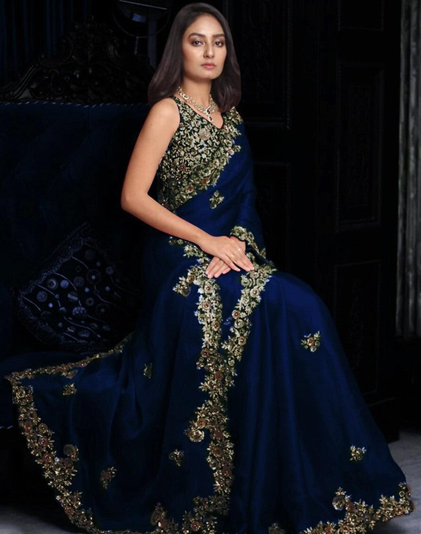 Georgette beautiful embroidered saree