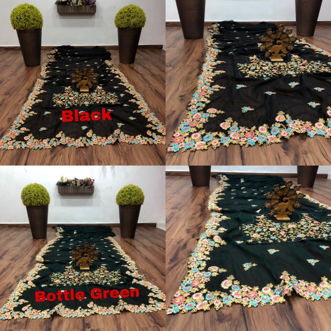 Georgette beautiful embroidered saree