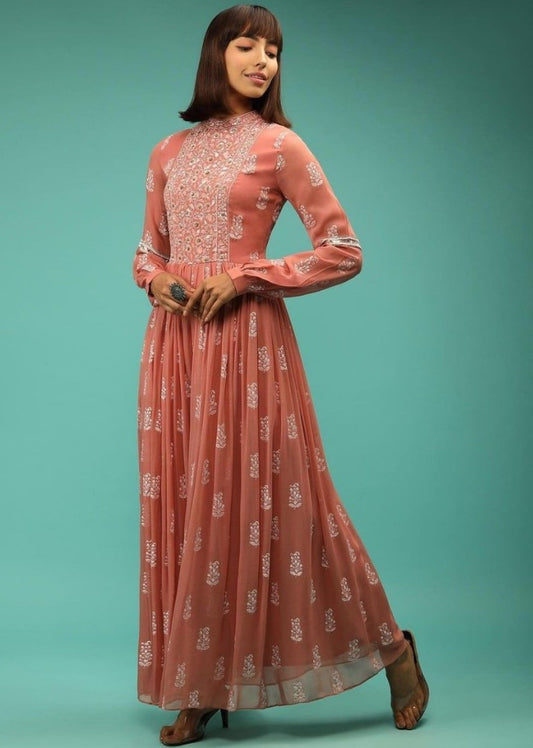 Georgette embroidered long kurti