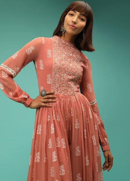 Georgette embroidered long kurti