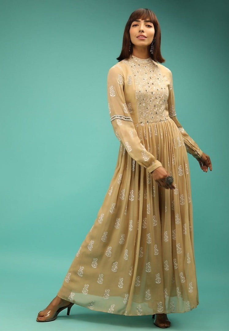 Georgette embroidered long kurti