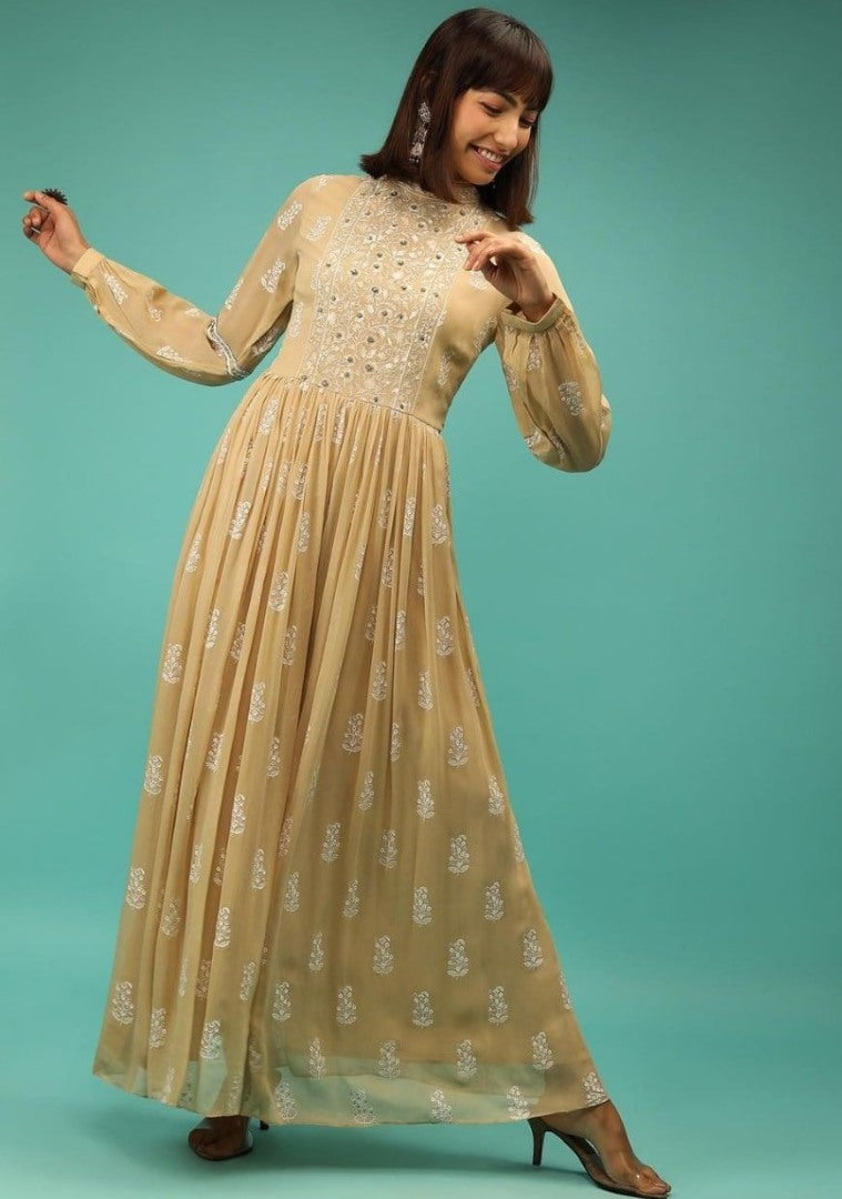 Georgette embroidered long kurti