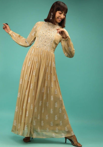 Georgette embroidered long kurti