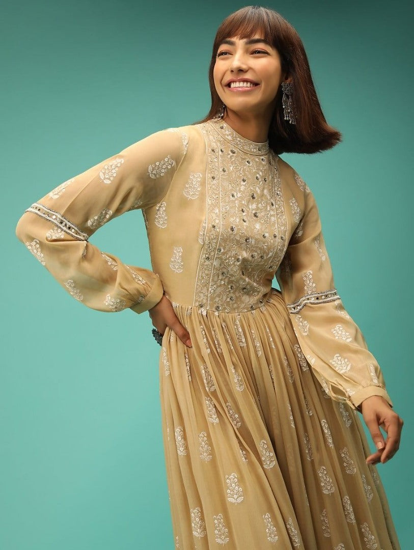 Georgette embroidered long kurti