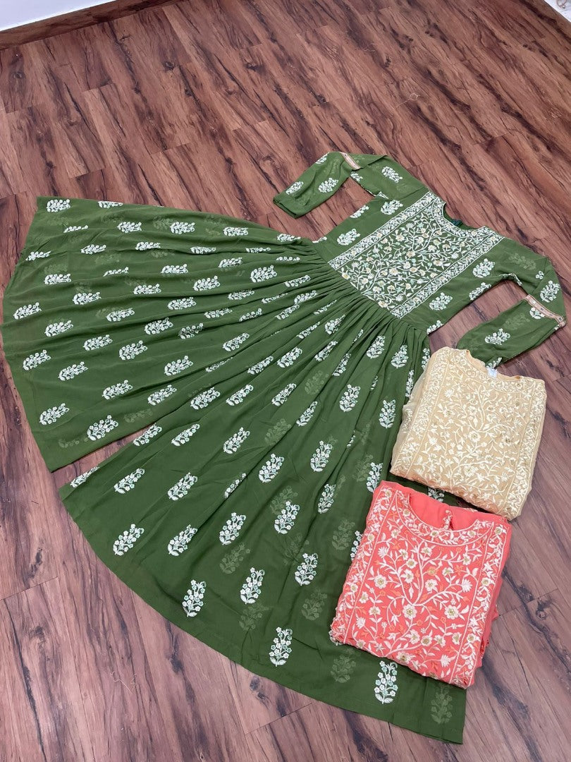 Georgette embroidered long kurti