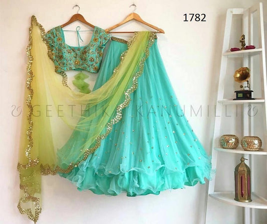 Georgette embroidered partywear lehenga