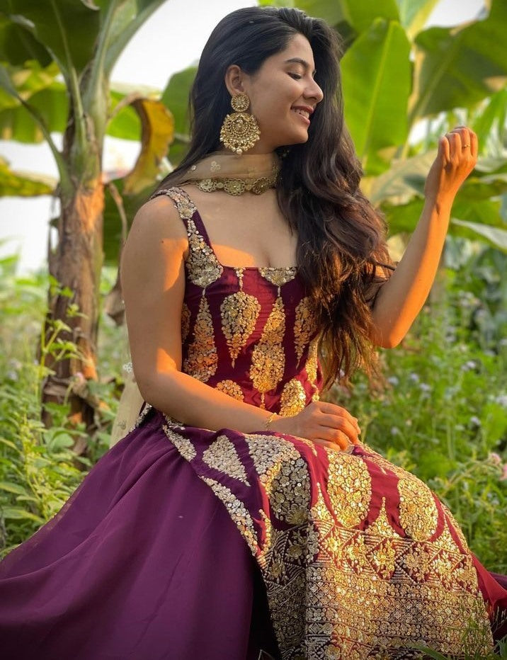 Georgette embroidered sharara suit