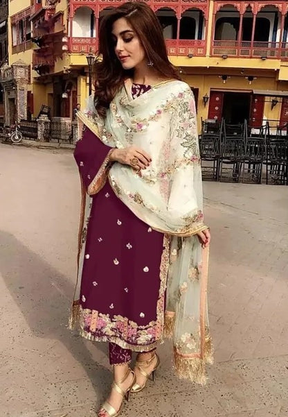 Georgette Embroidery work Pakistani Suit