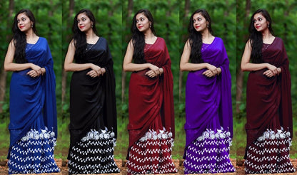 Georgette stylist embroidered casual wear saree
