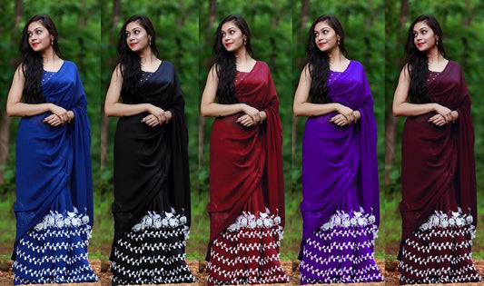 Georgette stylist embroidered casual wear saree