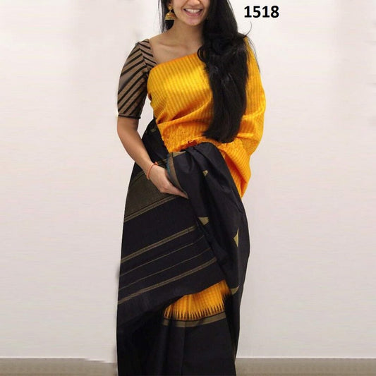 Gorgeous Black & Yellow Printed Ceremonial Saree