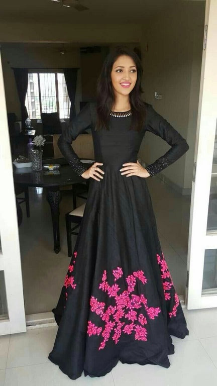 Gorgeous Black embroidered Party Wear Gown