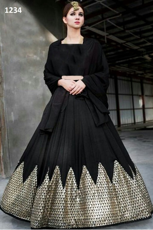Gorgeous Black embroidered Party wear lehenga