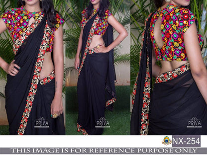 Gorgeous Black embroidered Party wear Saree