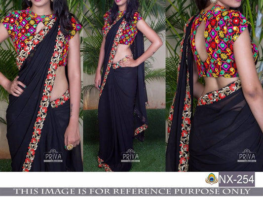 Gorgeous Black embroidered Party wear Saree