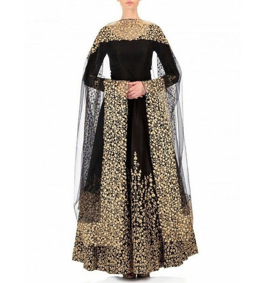 Gorgeous black embroidered partywear anarkali suit