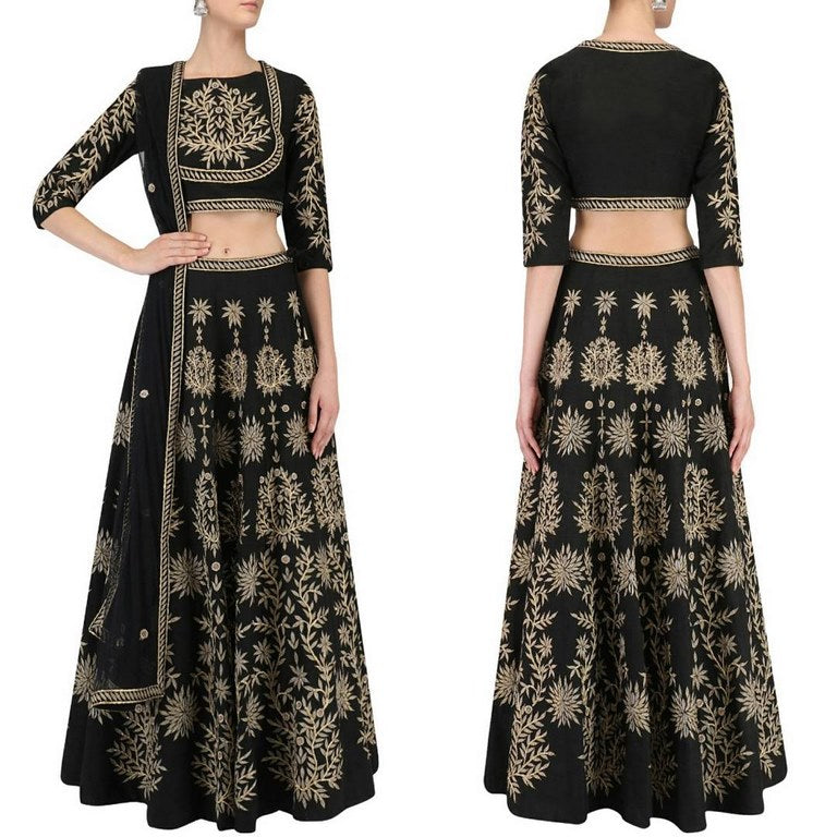 Gorgeous black heavy embroidered lehenga choli