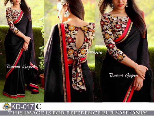 Gorgeous black partywear saree with fancy blouse