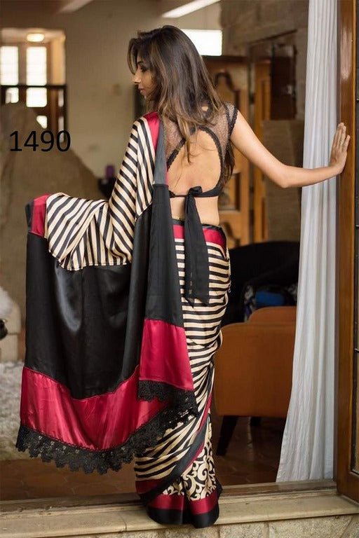 Gorgeous Black Printed Party wear Saree