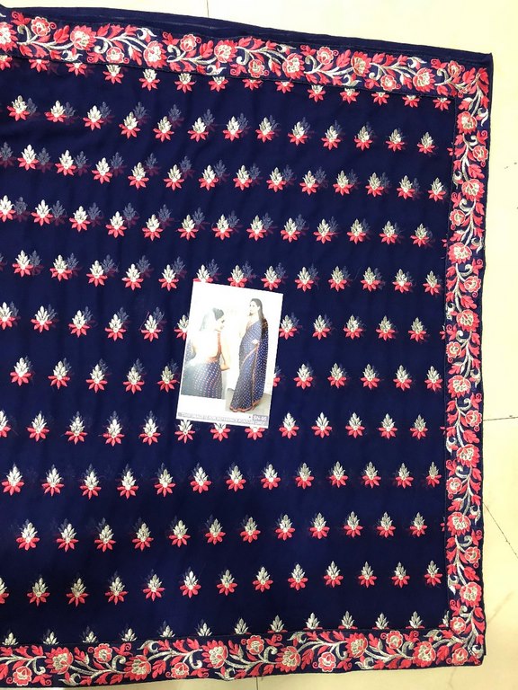 Gorgeous blue embroidered partywear saree