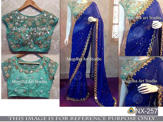 Gorgeous Blue embroidered Wedding Saree