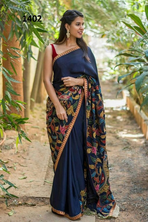 Gorgeous Blue Printed Festival Saree
