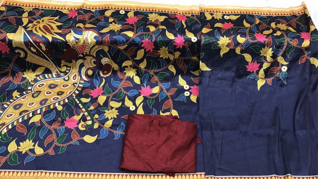 Gorgeous Blue Printed Festival Saree