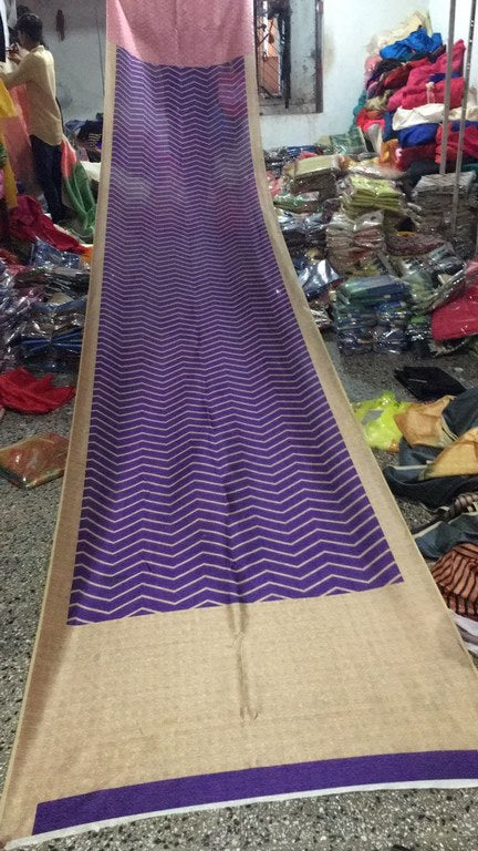 Gorgeous Blue Printed Wedding Saree