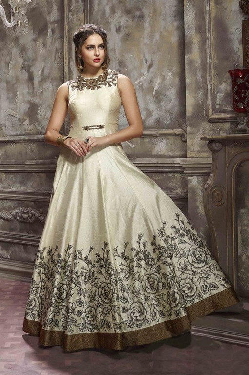 Gorgeous Cream embroidered Wedding Gown