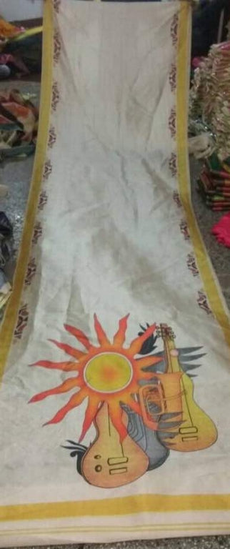 Gorgeous Cream Printed Festival Saree