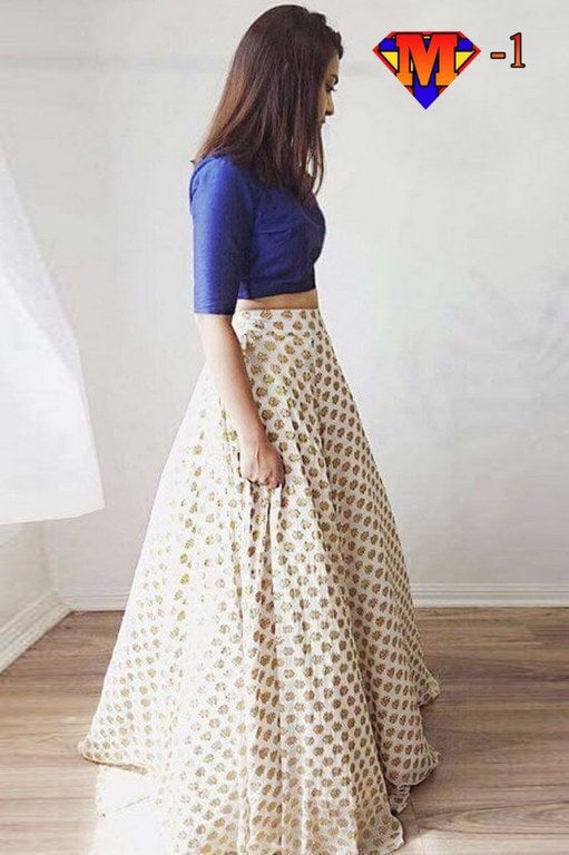 Gorgeous flower printed banglori satin lehenga