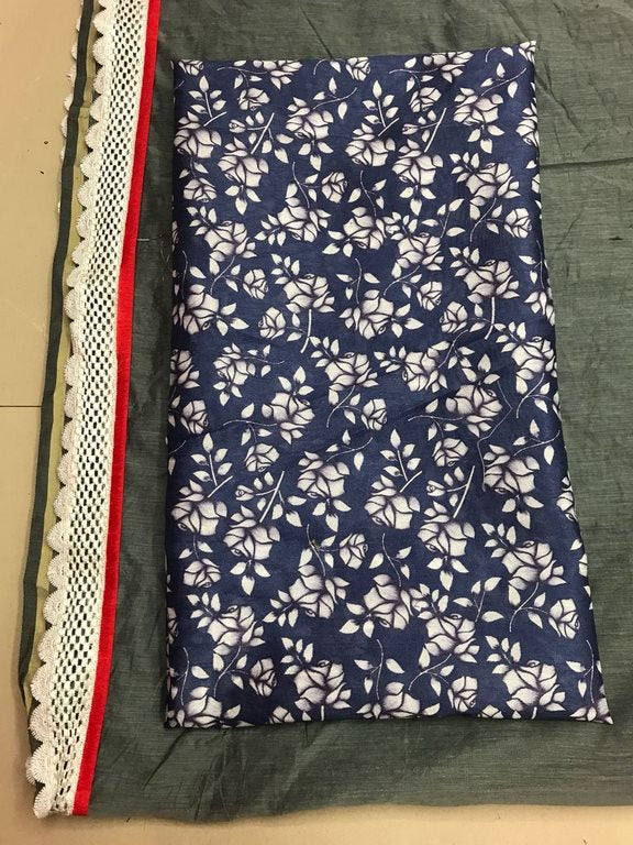 Gorgeous Gray Plain & Printed Saree