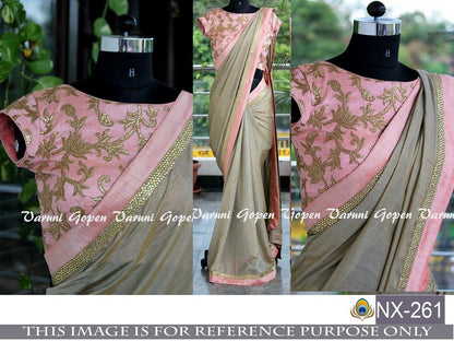 Gorgeous Grey embroidered Party wear Saree