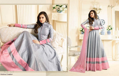 Gorgeous Grey plain Ceremonial Anarkali Suit