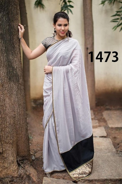 Gorgeous Grey Plain Party wear Saree