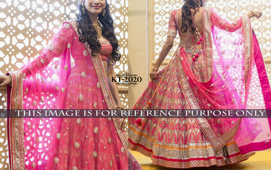 Gorgeous heavy embroidered pink wedding lehenga