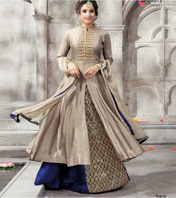 Gorgeous indowestern brown lehenga