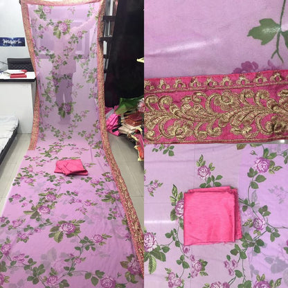 Gorgeous Light Purple Printed Ceremonial Saree