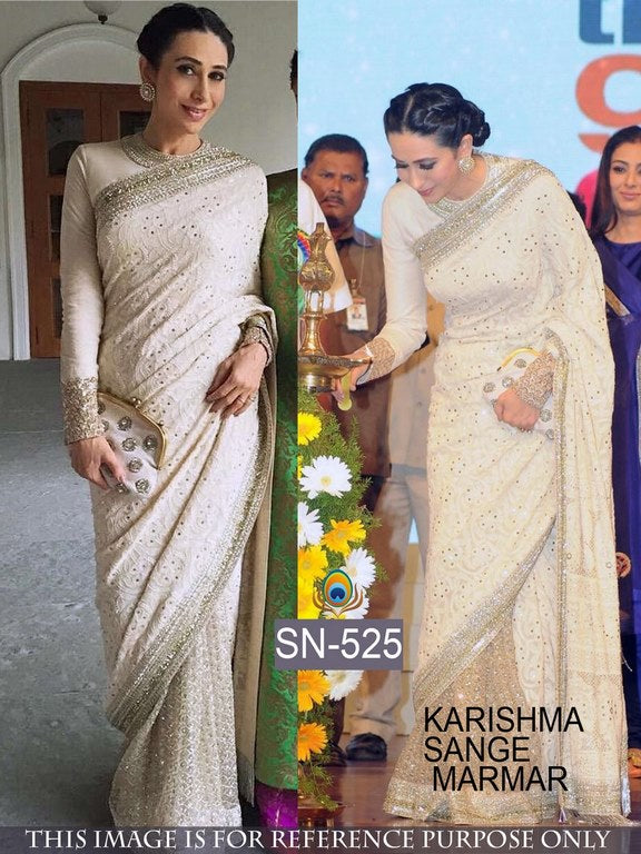 Gorgeous look white saree