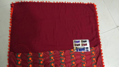 Gorgeous maroon partywear saree with embroidered blouse design