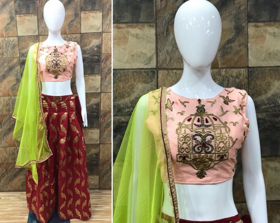 Gorgeous Maroon Printed Ceremonial Lehenga