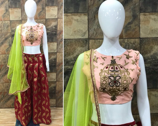 Gorgeous Maroon Printed Ceremonial Lehenga