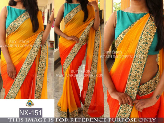 Gorgeous multi color embroidered partywear saree
