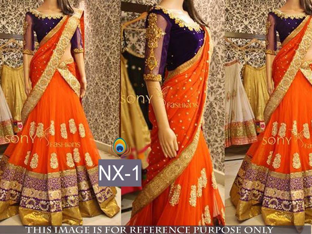 gorgeous orange embroidered lehenga