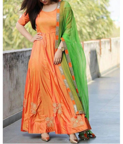 Gorgeous orange partywear anarkali suit