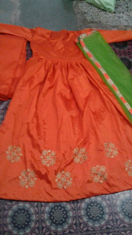 Gorgeous orange partywear anarkali suit