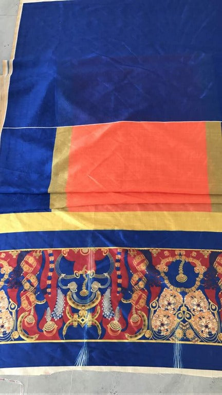 Gorgeous Orange Printed Party wear Saree